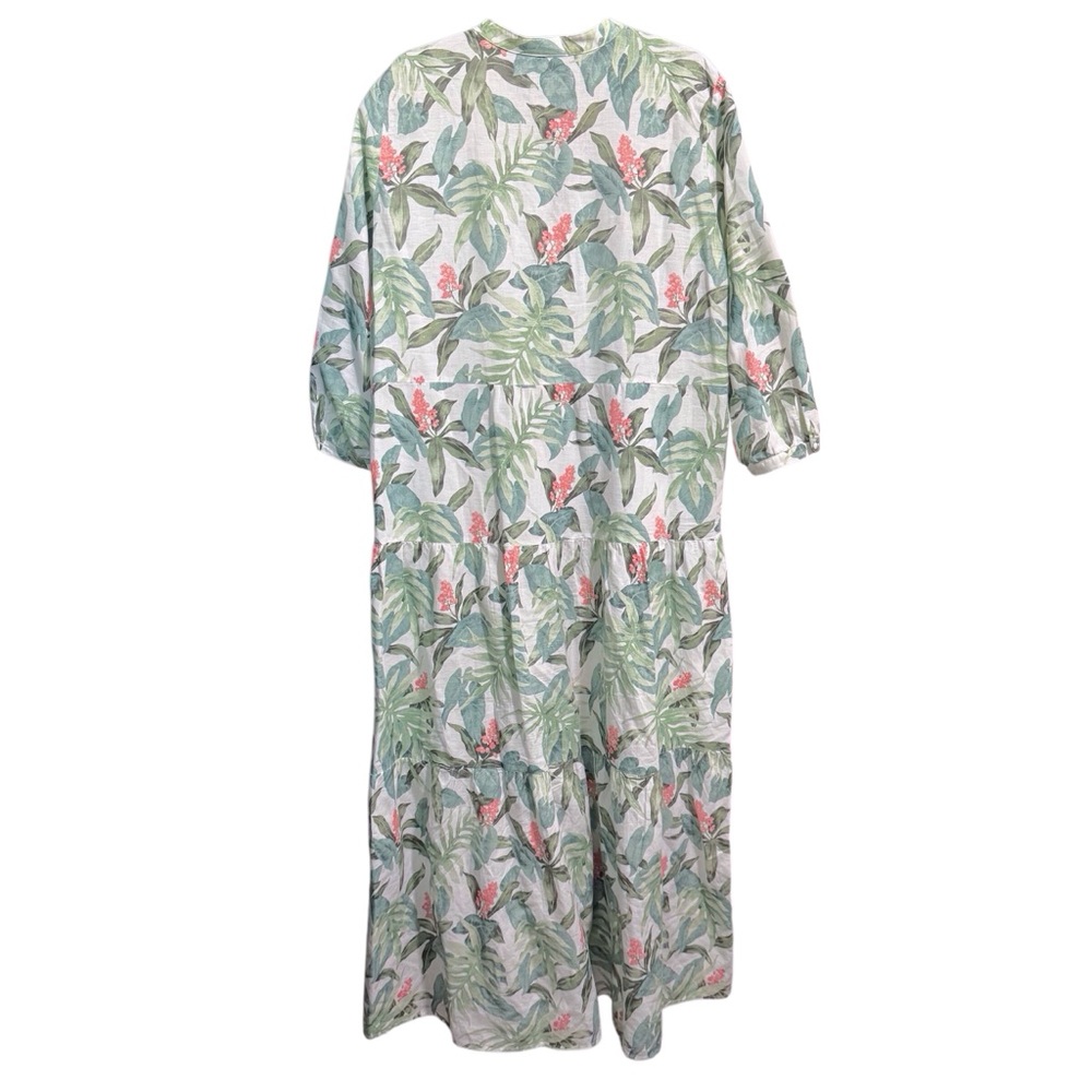 J. Mclaughlin Cunningham Palm Print Linen Blend Tiered Maxi Dress XLarge AS IS - Picture 4 of 15